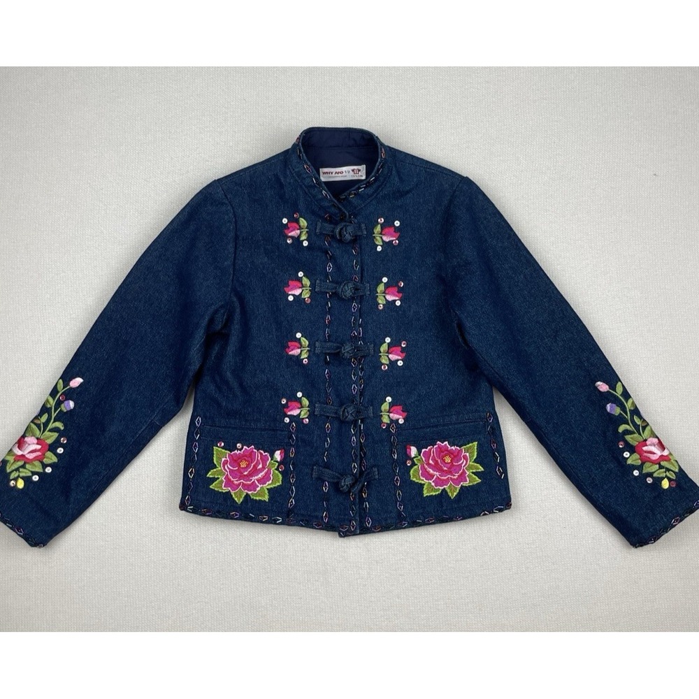 Why and 1/2 Childrens Wear Girls Embroidered‎ Denim Jacket Size 11 - 135 CM